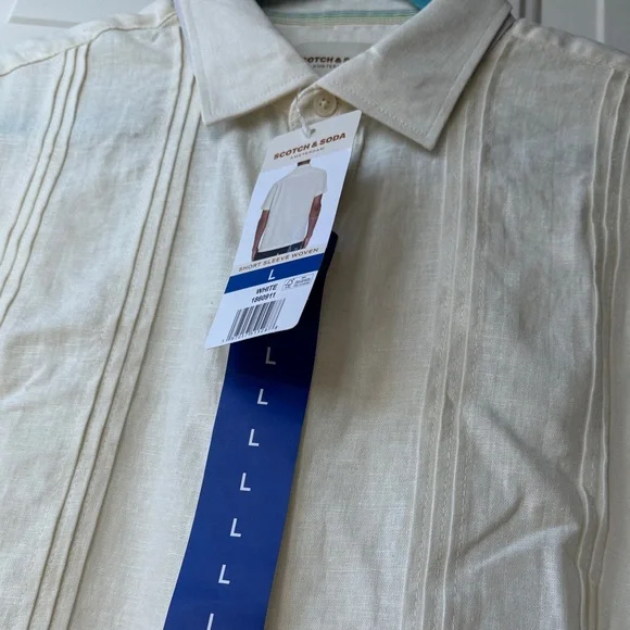 Scotch & Soda Men's Light Cream Button Down Shirt - Picture 10 of 12